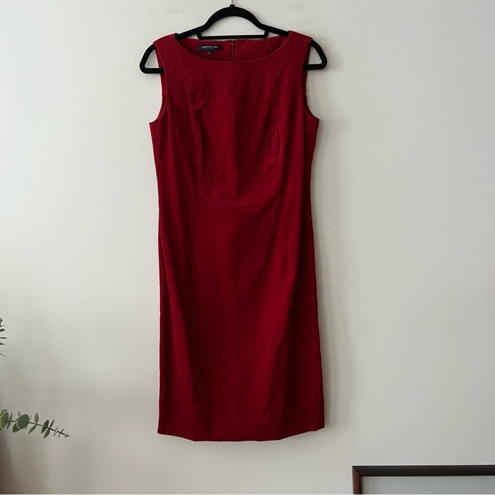Lafeyette 148 Red Corduroy Sleeveless Sheath Dress